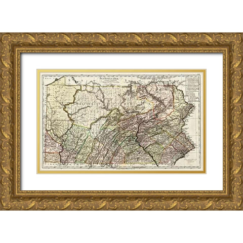 Pennsylvania, 1797 Gold Ornate Wood Framed Art Print with Double Matting by Sotzmann, Daniel Friedrich