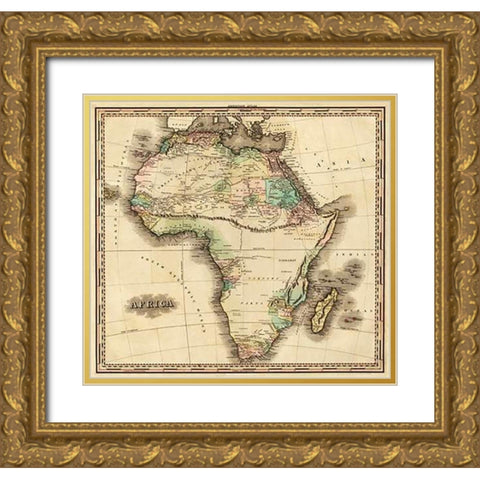 Africa, 1823 Gold Ornate Wood Framed Art Print with Double Matting by Tanner, Henry