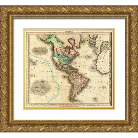 America, 1823 Gold Ornate Wood Framed Art Print with Double Matting by Tanner, Henry