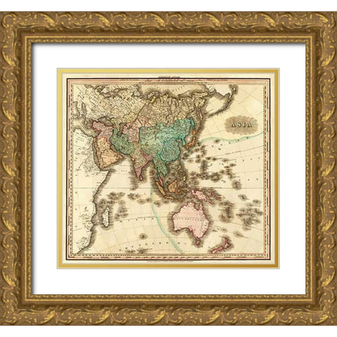 Asia, 1823 Gold Ornate Wood Framed Art Print with Double Matting by Tanner, Henry