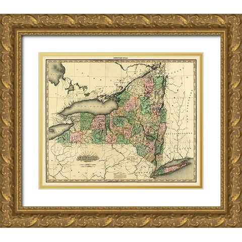 New York, 1823 Gold Ornate Wood Framed Art Print with Double Matting by Tanner, Henry