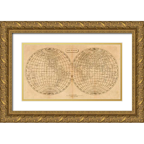 The World, 1812 Gold Ornate Wood Framed Art Print with Double Matting by Arrowsmith, Aaron