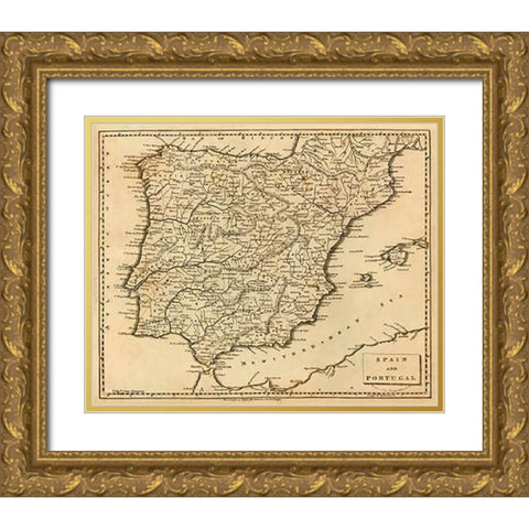 Spain, Portugal, 1812 Gold Ornate Wood Framed Art Print with Double Matting by Arrowsmith, Aaron