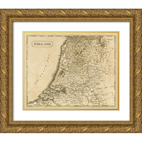Holland, 1812 Gold Ornate Wood Framed Art Print with Double Matting by Arrowsmith, Aaron