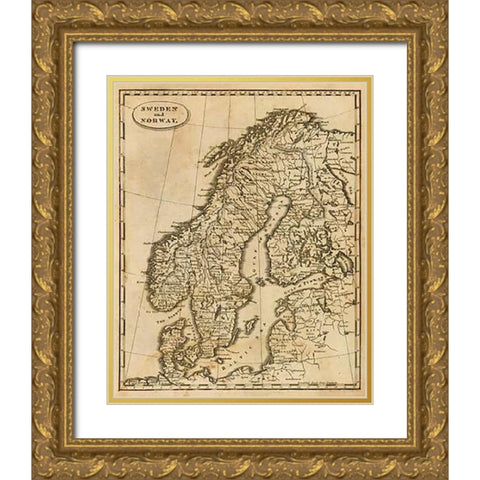 Sweden, Norway, 1812 Gold Ornate Wood Framed Art Print with Double Matting by Arrowsmith, Aaron
