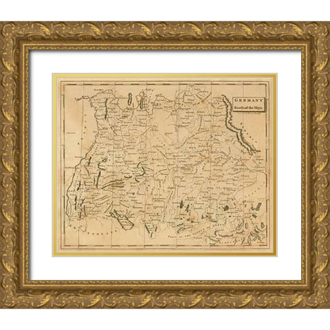 Germany South, 1812 Gold Ornate Wood Framed Art Print with Double Matting by Arrowsmith, Aaron
