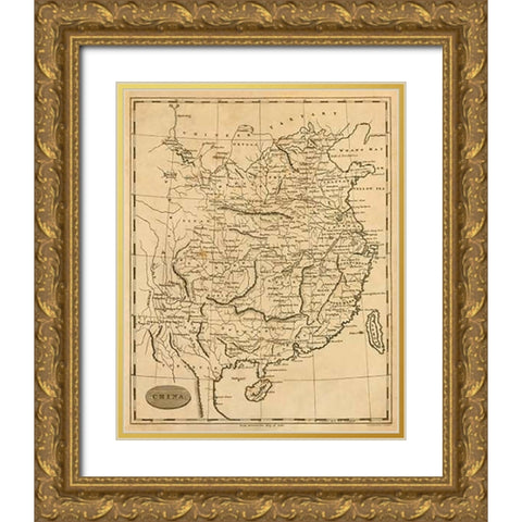 China, 1812 Gold Ornate Wood Framed Art Print with Double Matting by Arrowsmith, Aaron
