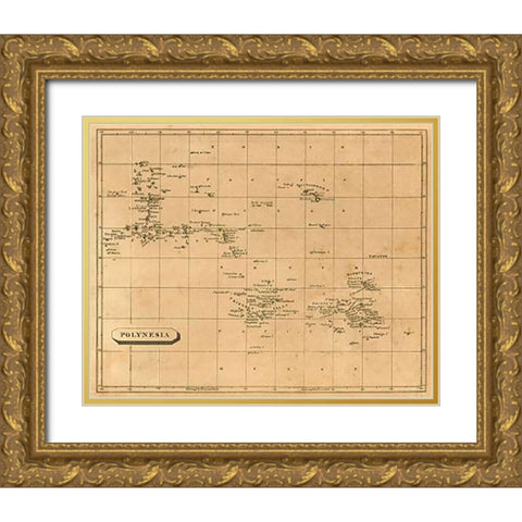 Polynesia, 1812 Gold Ornate Wood Framed Art Print with Double Matting by Arrowsmith, Aaron