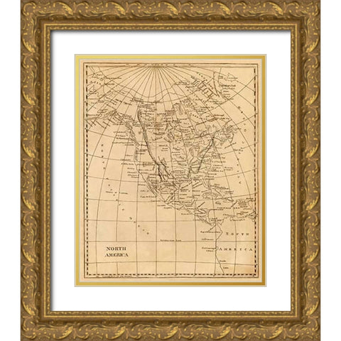 North America, 1812 Gold Ornate Wood Framed Art Print with Double Matting by Arrowsmith, Aaron