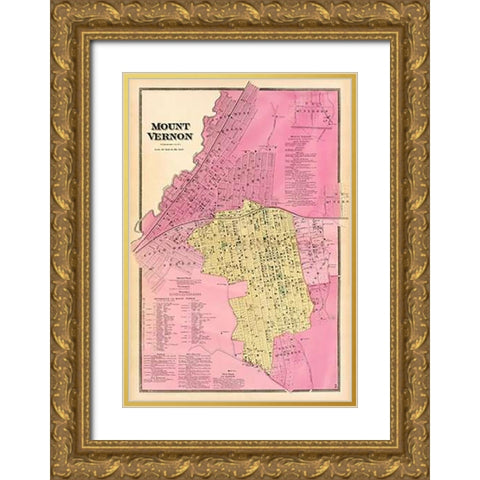 Mt. Vernon, New York, 1868 Gold Ornate Wood Framed Art Print with Double Matting by Beers, Frederick W.