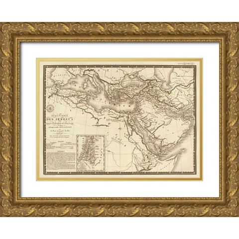 Geographie des Hebreux, 1821 Gold Ornate Wood Framed Art Print with Double Matting by Brue, Adrien Hubert