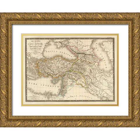 Asie-Mineure, Armenie, Syrie, Mesopotamie, Caucase, 1822 Gold Ornate Wood Framed Art Print with Double Matting by Brue, Adrien Hubert