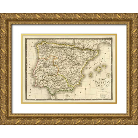 Espagne ancienne, 1827 Gold Ornate Wood Framed Art Print with Double Matting by Brue, Adrien Hubert