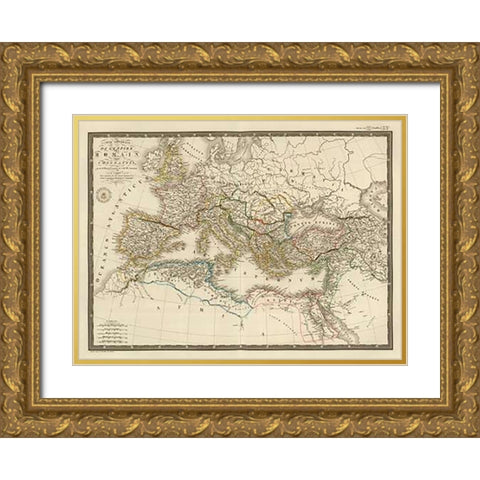 Empire Romain sous Constantin, 1822 Gold Ornate Wood Framed Art Print with Double Matting by Brue, Adrien Hubert