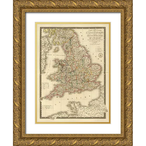 Angleterre, Galles, 1827 Gold Ornate Wood Framed Art Print with Double Matting by Brue, Adrien Hubert