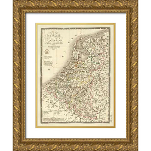 Pays-Bas, 1821 Gold Ornate Wood Framed Art Print with Double Matting by Brue, Adrien Hubert