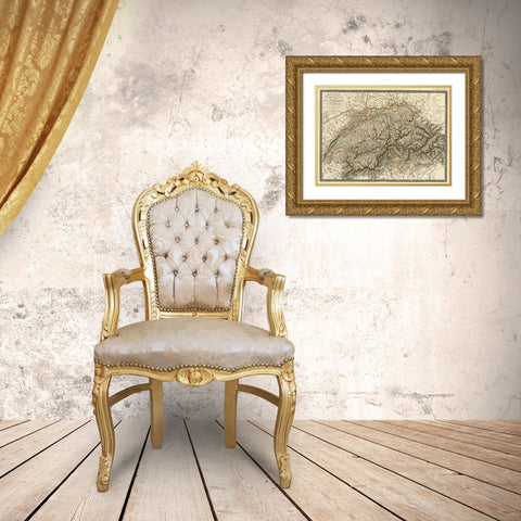 Suisse, 1822 Gold Ornate Wood Framed Art Print with Double Matting by Brue, Adrien Hubert