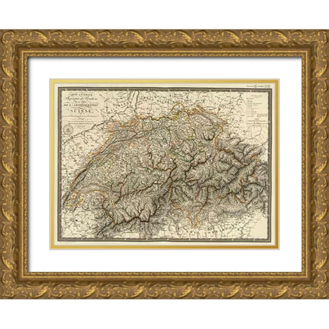 Suisse, 1822 Gold Ornate Wood Framed Art Print with Double Matting by Brue, Adrien Hubert