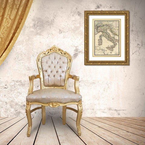 Italie moderne, 1828 Gold Ornate Wood Framed Art Print with Double Matting by Brue, Adrien Hubert