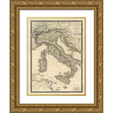 Italie moderne, 1828 Gold Ornate Wood Framed Art Print with Double Matting by Brue, Adrien Hubert