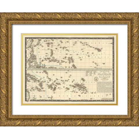 Polynesia, 1827 Gold Ornate Wood Framed Art Print with Double Matting by Brue, Adrien Hubert