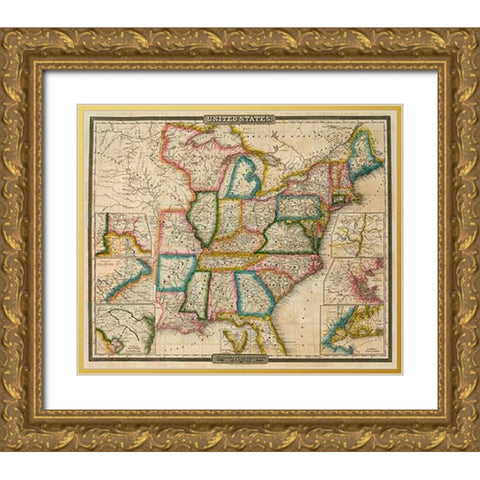 United States, 1833 Gold Ornate Wood Framed Art Print with Double Matting by Burr, David