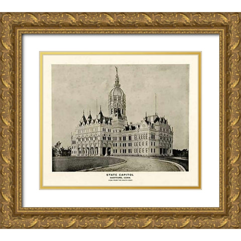 State Capitol, Hartford, Connecticut, 1893 Gold Ornate Wood Framed Art Print with Double Matting by Hurd and Co., D.H