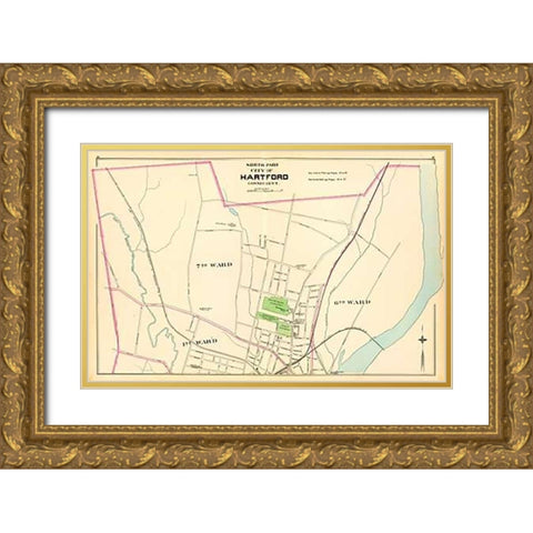 Connecticut: Hartford, North, 1893 Gold Ornate Wood Framed Art Print with Double Matting by Hurd and Co., D.H