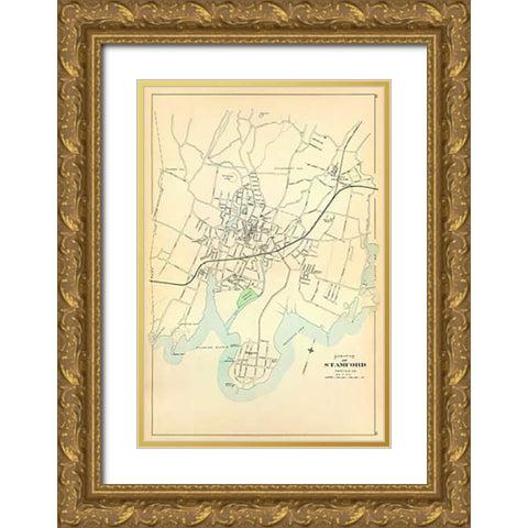 Stamford, Connecticut, 1893 Gold Ornate Wood Framed Art Print with Double Matting by Hurd and Co., D.H