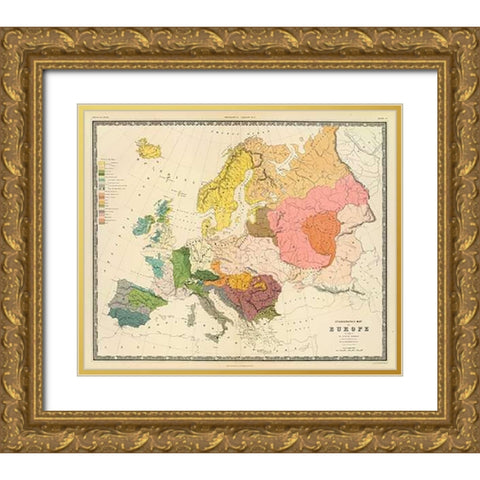 Ethnographic, Europe, 1856 Gold Ornate Wood Framed Art Print with Double Matting by Kombst, Gustaf