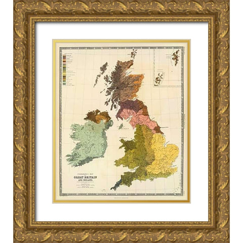 Ethnographic, Great Britain, Ireland, 1856 Gold Ornate Wood Framed Art Print with Double Matting by Kombst, Gustaf