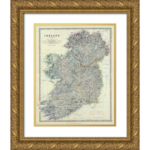 Ireland, 1861 Gold Ornate Wood Framed Art Print with Double Matting by Johnston, Alexander Keith