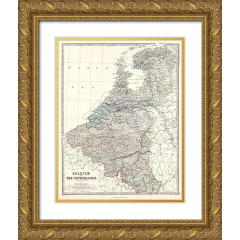 Belgium, Netherlands, 1861 Gold Ornate Wood Framed Art Print with Double Matting by Johnston, Alexander Keith