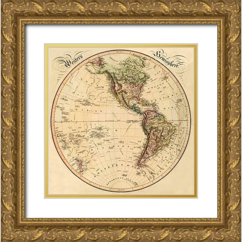 Western Hemisphere, 1831 Gold Ornate Wood Framed Art Print with Double Matting by Lizars, Daniel