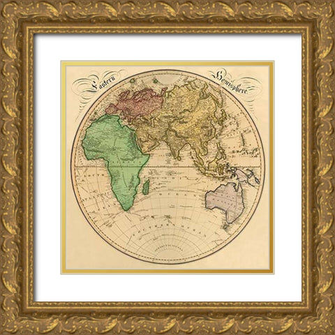 Eastern Hemisphere, 1831 Gold Ornate Wood Framed Art Print with Double Matting by Lizars, Daniel