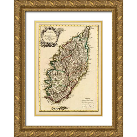 Corsica, 1783 Gold Ornate Wood Framed Art Print with Double Matting by Lattre, Jean