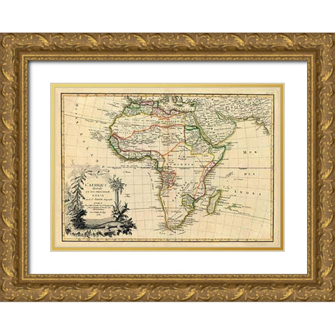 LAfrique, 1782 Gold Ornate Wood Framed Art Print with Double Matting by Janvier, Jean