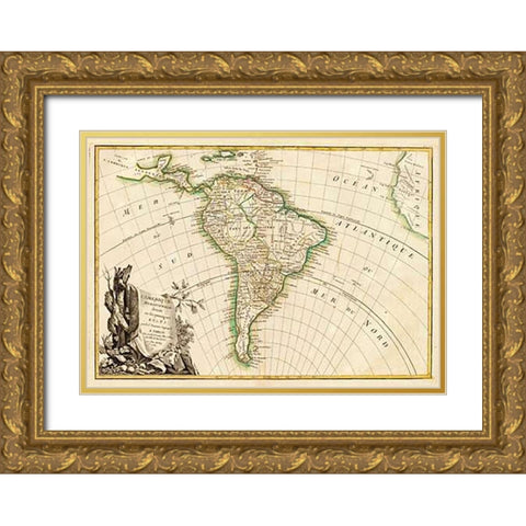 LAmerique Meridionale, 1782 Gold Ornate Wood Framed Art Print with Double Matting by Janvier, Jean