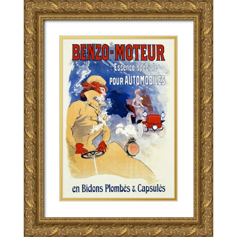 Benzo-Moteur Gold Ornate Wood Framed Art Print with Double Matting by Cheret, Jules