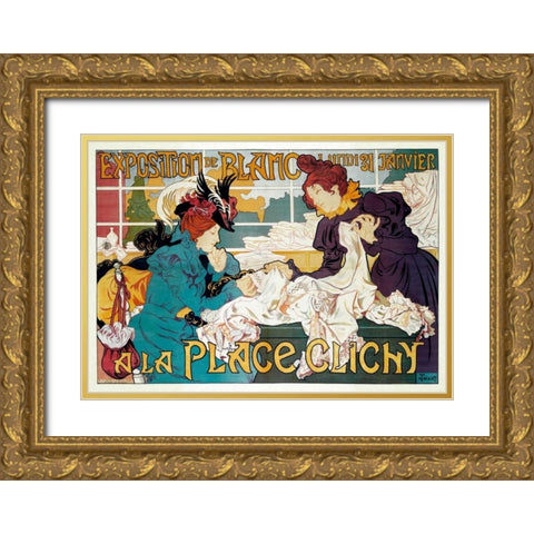 Exposition de Blanc a la Place Clichy Gold Ornate Wood Framed Art Print with Double Matting by Thiriet, Henri