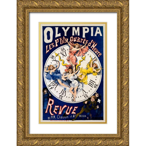 Olympia/Ptits Quarts dHeure Revue Gold Ornate Wood Framed Art Print with Double Matting by Choubrac, Alfred