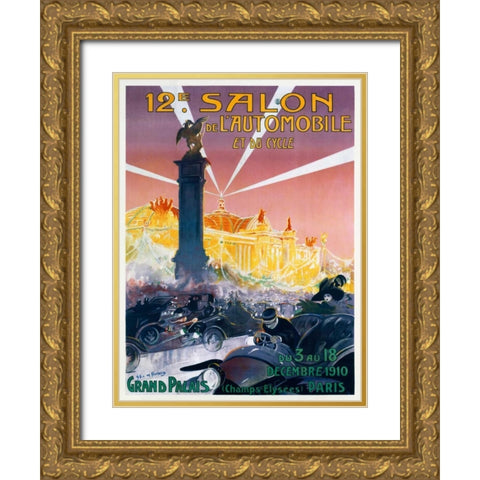 12e Salon de lâ€™Automobile Gold Ornate Wood Framed Art Print with Double Matting by De Fonseca, Gaston Simoes