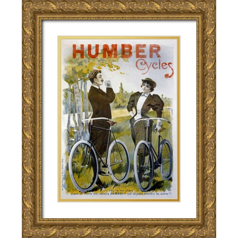 Humber Cycles Gold Ornate Wood Framed Art Print with Double Matting by Pal