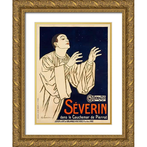 Le Cauchemar de Pierrot/Severin Gold Ornate Wood Framed Art Print with Double Matting by Barrere, Adrien
