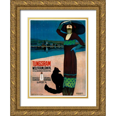 Tungsram Wolframlampa Gold Ornate Wood Framed Art Print with Double Matting by Farago, Geza