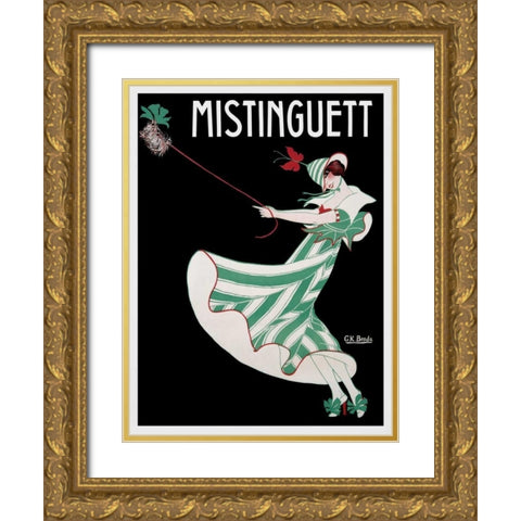 Mistinguett Gold Ornate Wood Framed Art Print with Double Matting by Benda, G.K.