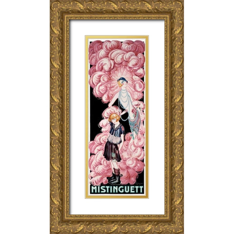 Mistinguett Gold Ornate Wood Framed Art Print with Double Matting by Gesmar, Charles