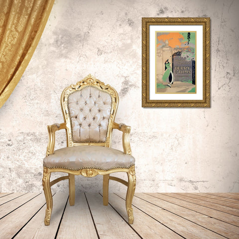 Derry and Toms/Autumn Fashions Gold Ornate Wood Framed Art Print with Double Matting by Warren, F.H.