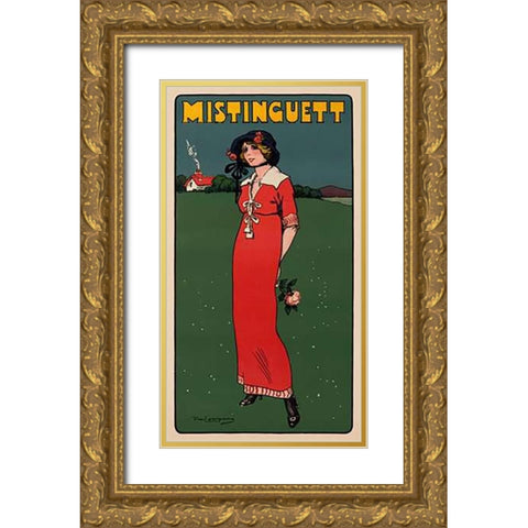 Mistinguett Gold Ornate Wood Framed Art Print with Double Matting by Losques, Daniel De