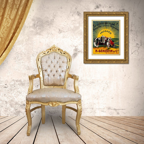 Automobiles P.-Genestin and Cie Gold Ornate Wood Framed Art Print with Double Matting by Lecoq, H. J